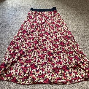 Lularoe Red Yellow Green Floral Skirt Maxi Length XS